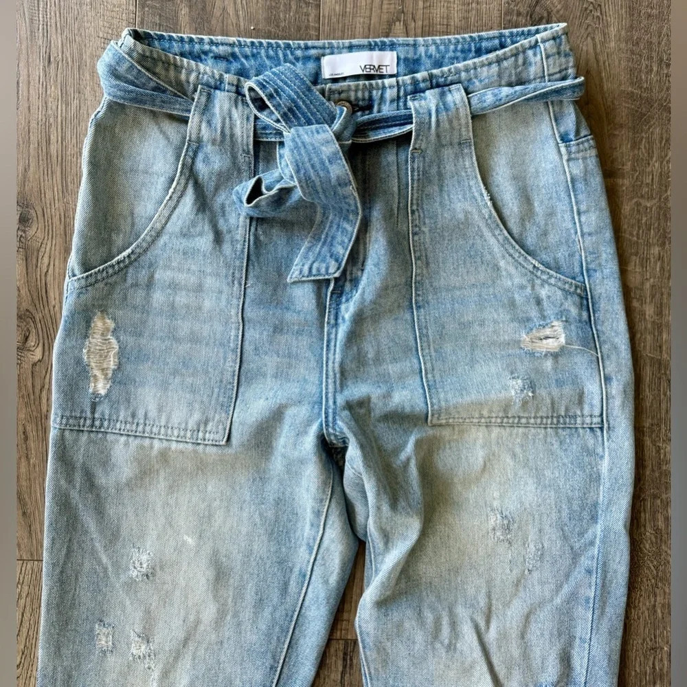 Vici Dolls Vervet Hi Rise Paper Bag Distressed Jeans - Picture 2 of 5